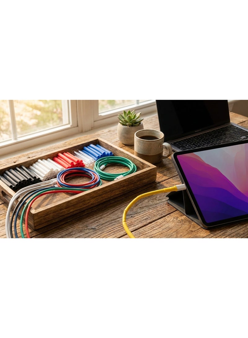 مجموعة أنابيب انكماش حراري (شرينك) ملونة لإصلاح وحماية كابلات الشحن وعزل الأسلاك - واقي كابلات متعدد المقاسات والألوان - Image 2